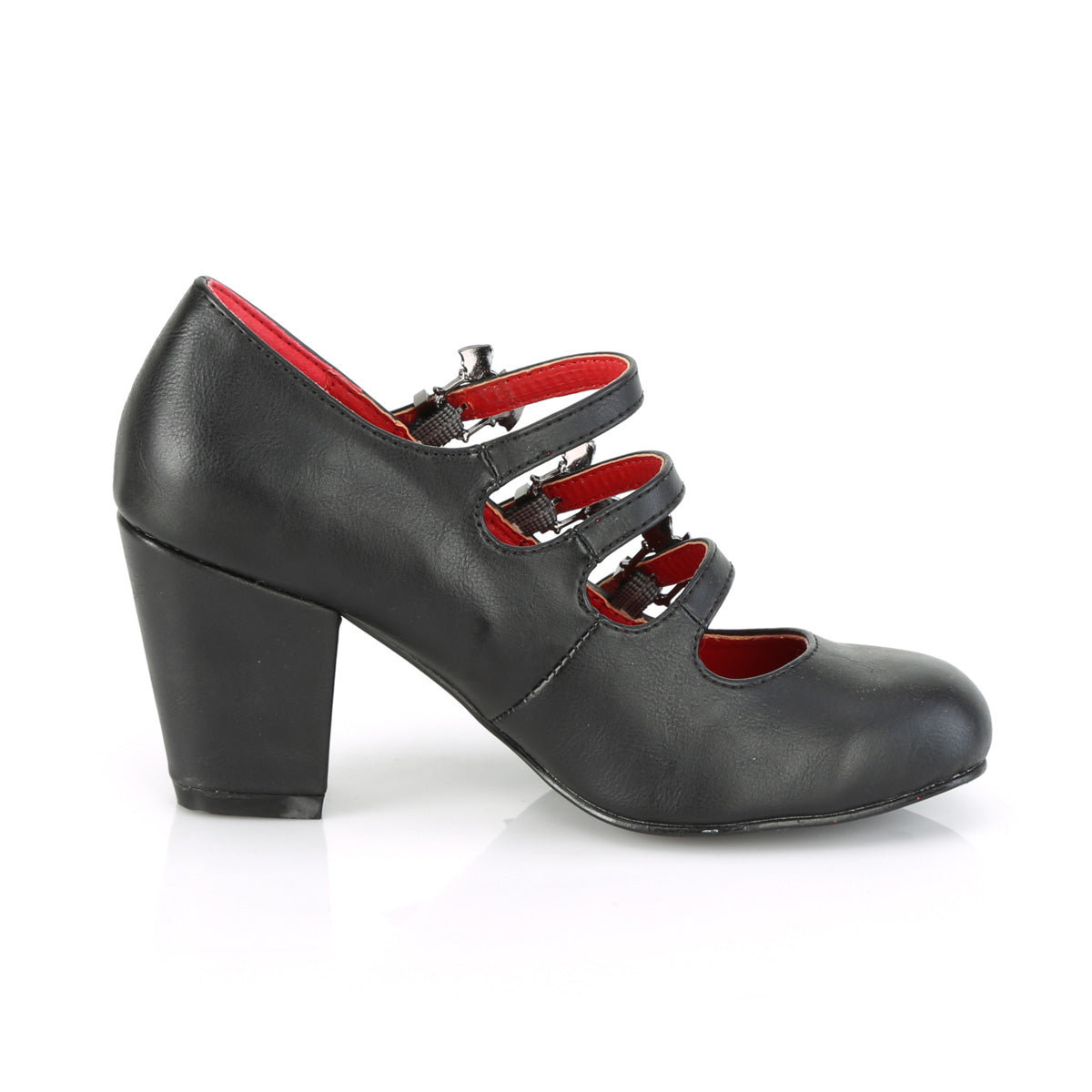 VIVIKA-38 Demonia Black Vegan Leather Women's Heels & Platform Shoes [Demonia Cult Alternative Footwear]