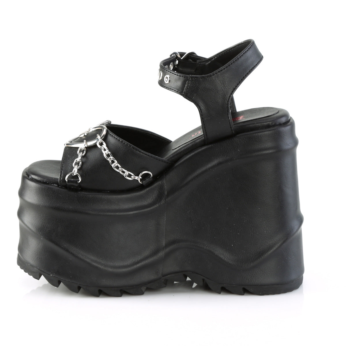 WAVE-09 Demonia Black Vegan Leather Women's Sandals [Demonia Cult Alternative Footwear]