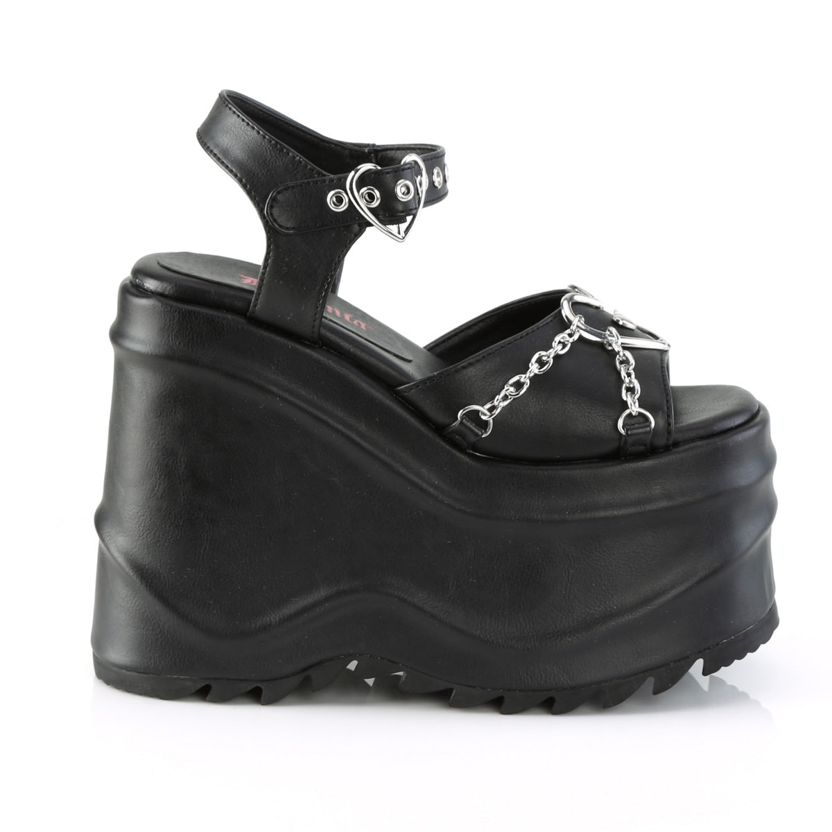 WAVE-09 Demonia Black Vegan Leather Women's Sandals [Demonia Cult Alternative Footwear]