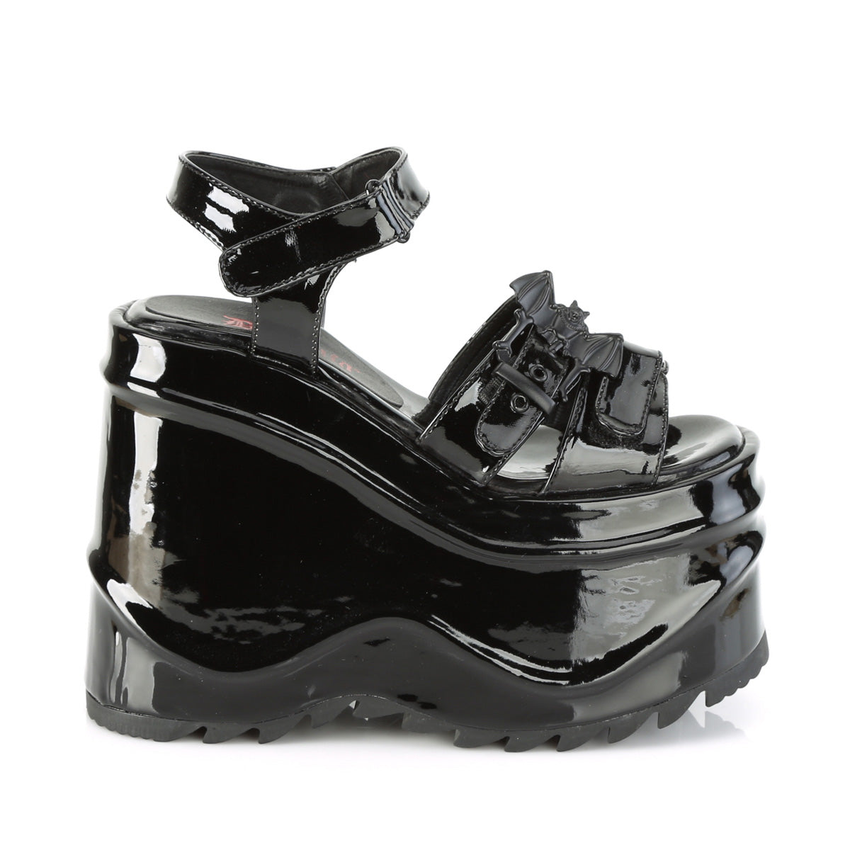 WAVE-13 Demonia Black Patent Women's Sandals [Demonia Cult Alternative Footwear]