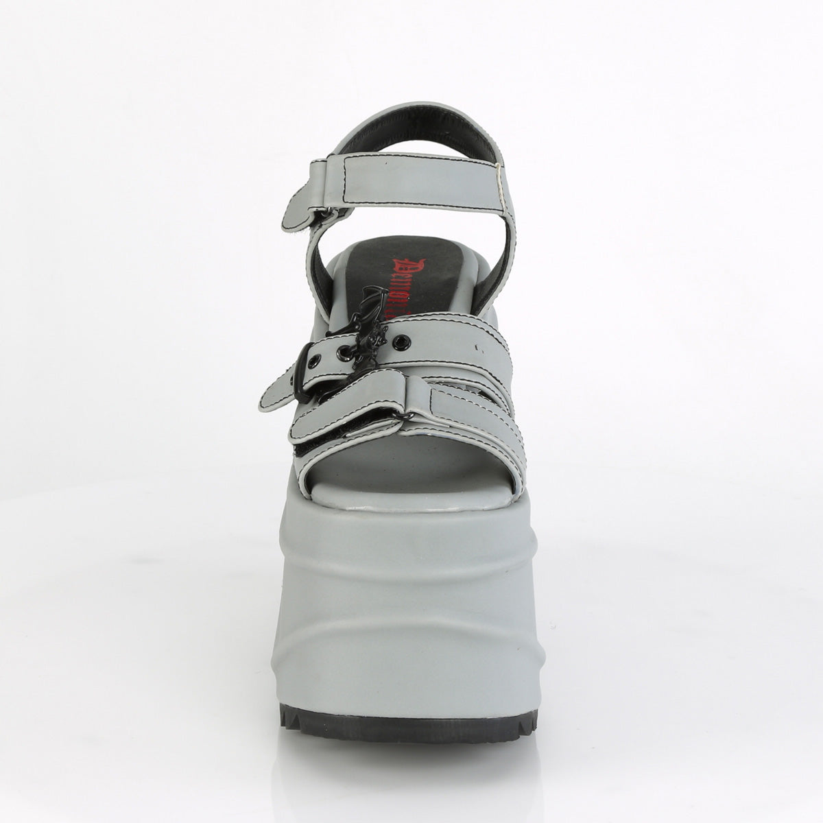WAVE-13 Demonia Grey Reflective Vegan Leather Women's Sandals [Alternative Footwear]