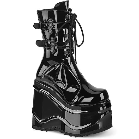 WAVE-150 Alternative Footwear Demonia Women's Mid-Calf & Knee High Boots Blk Pat