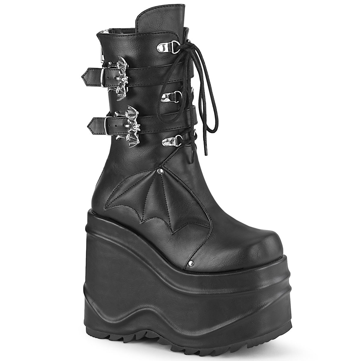 WAVE-150 Alternative Footwear Demonia Women's Mid-Calf & Knee High Boots Blk Vegan Leather