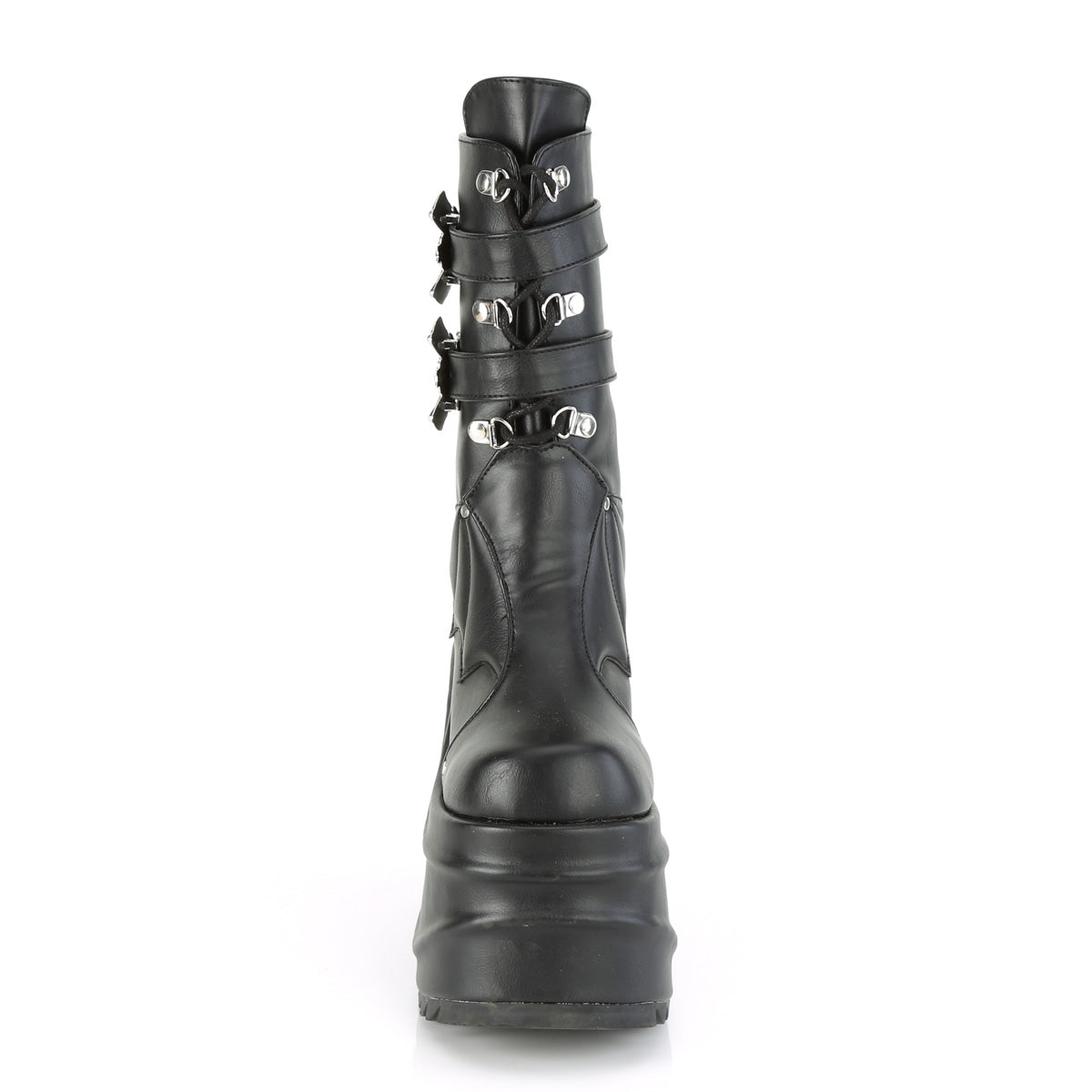 WAVE-150 Demonia Black Vegan Leather Women's Mid-Calf & Knee High Boots [Demonia Cult Alternative Footwear]