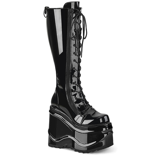 WAVE-200 Alternative Footwear Demonia Women's Mid-Calf & Knee High Boots Blk Patent