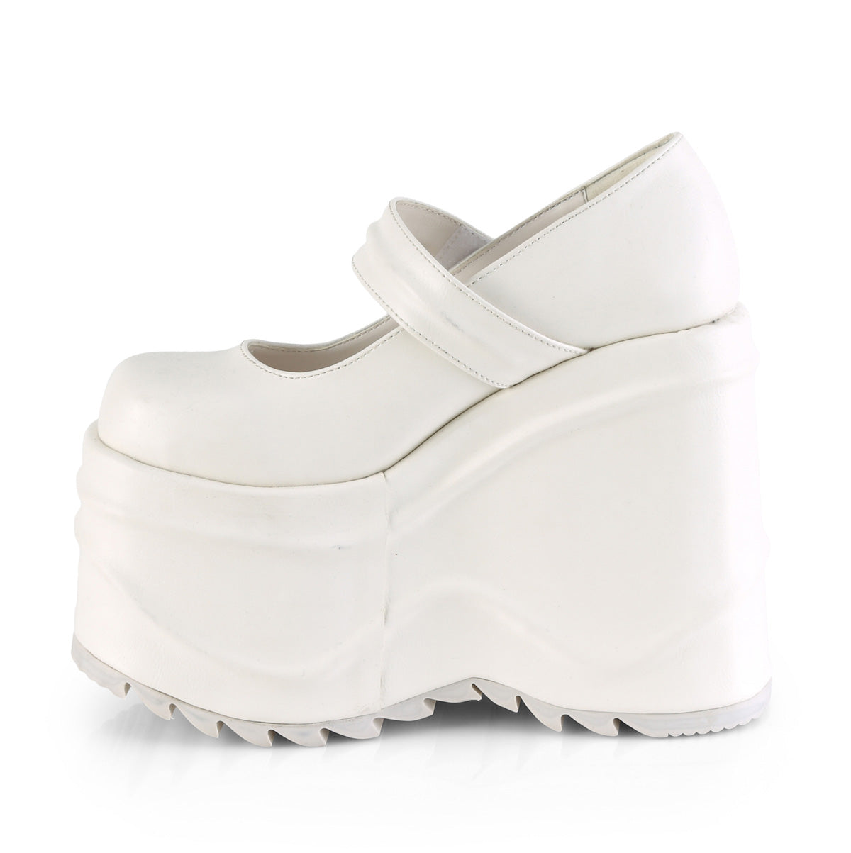 WAVE-32 Demonia White Vegan Leather Women's Heels & Platform Shoes [Demonia Cult Alternative Footwear]