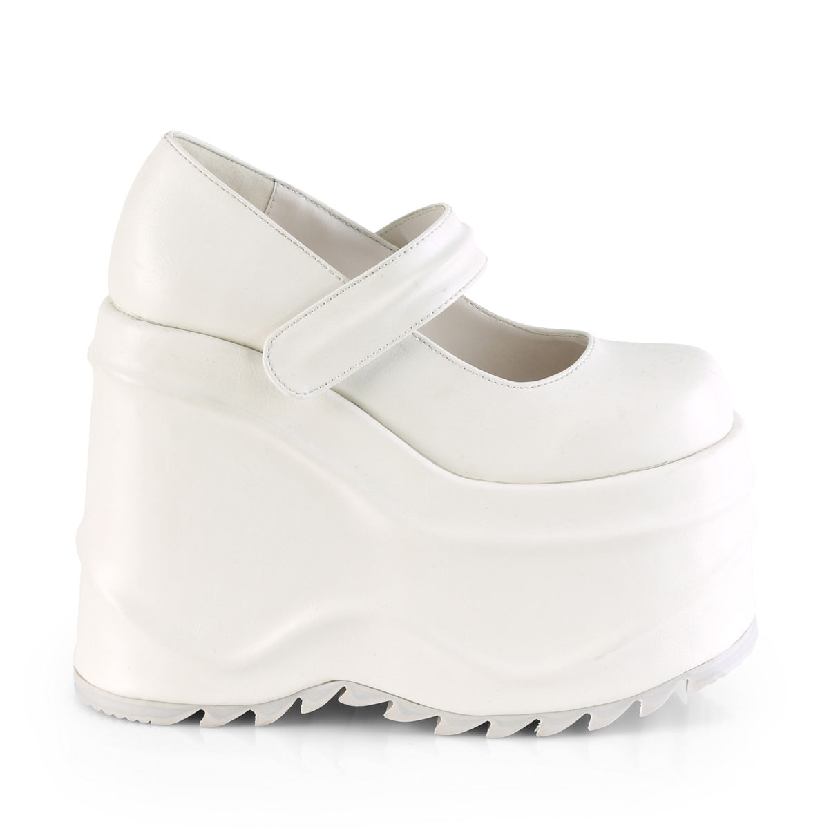 WAVE-32 Demonia White Vegan Leather Women's Heels & Platform Shoes [Demonia Cult Alternative Footwear]