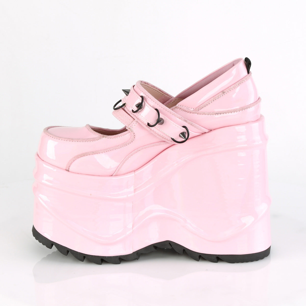 WAVE-48 Demonia B Pink Hologram Patent Women's Heels & Platform Shoes [Demonia Cult Alternative Footwear]