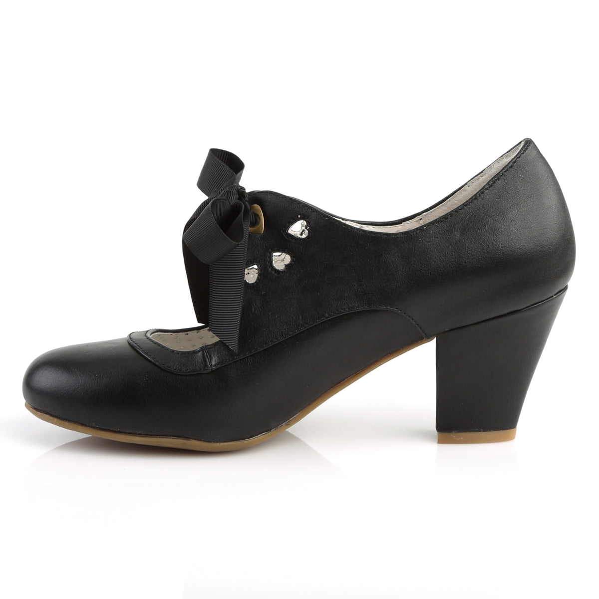 WIGGLE-32 Pin Up Couture Black Faux Leather Single Soles [Sexy Shoes]