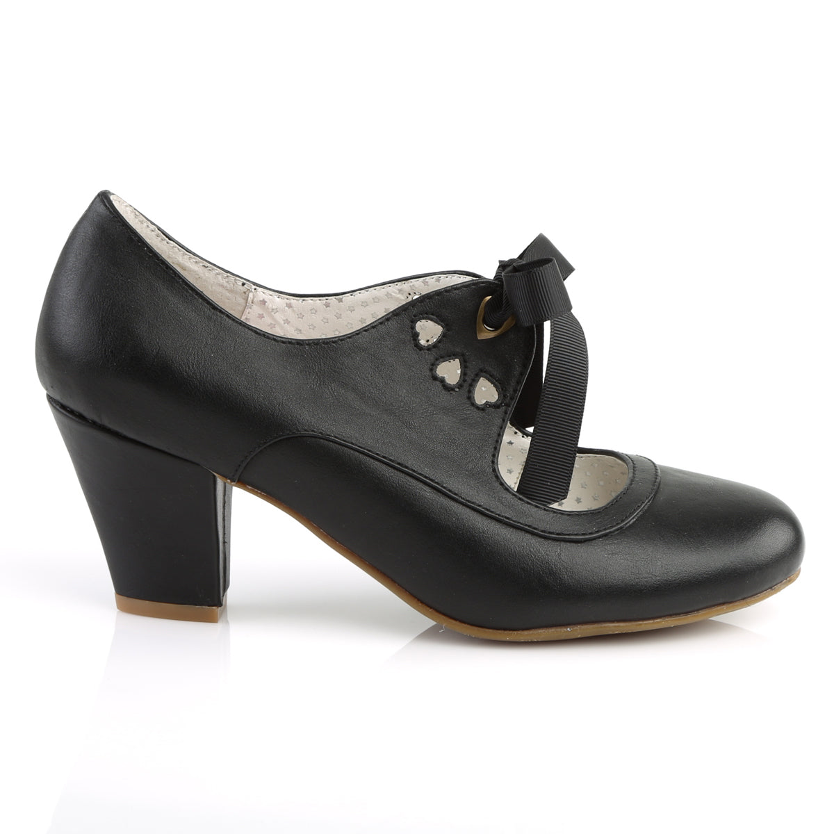 WIGGLE-32 Pin Up Couture Wiggle Black Faux Leather Sexy Single Soles (Retro Heels)