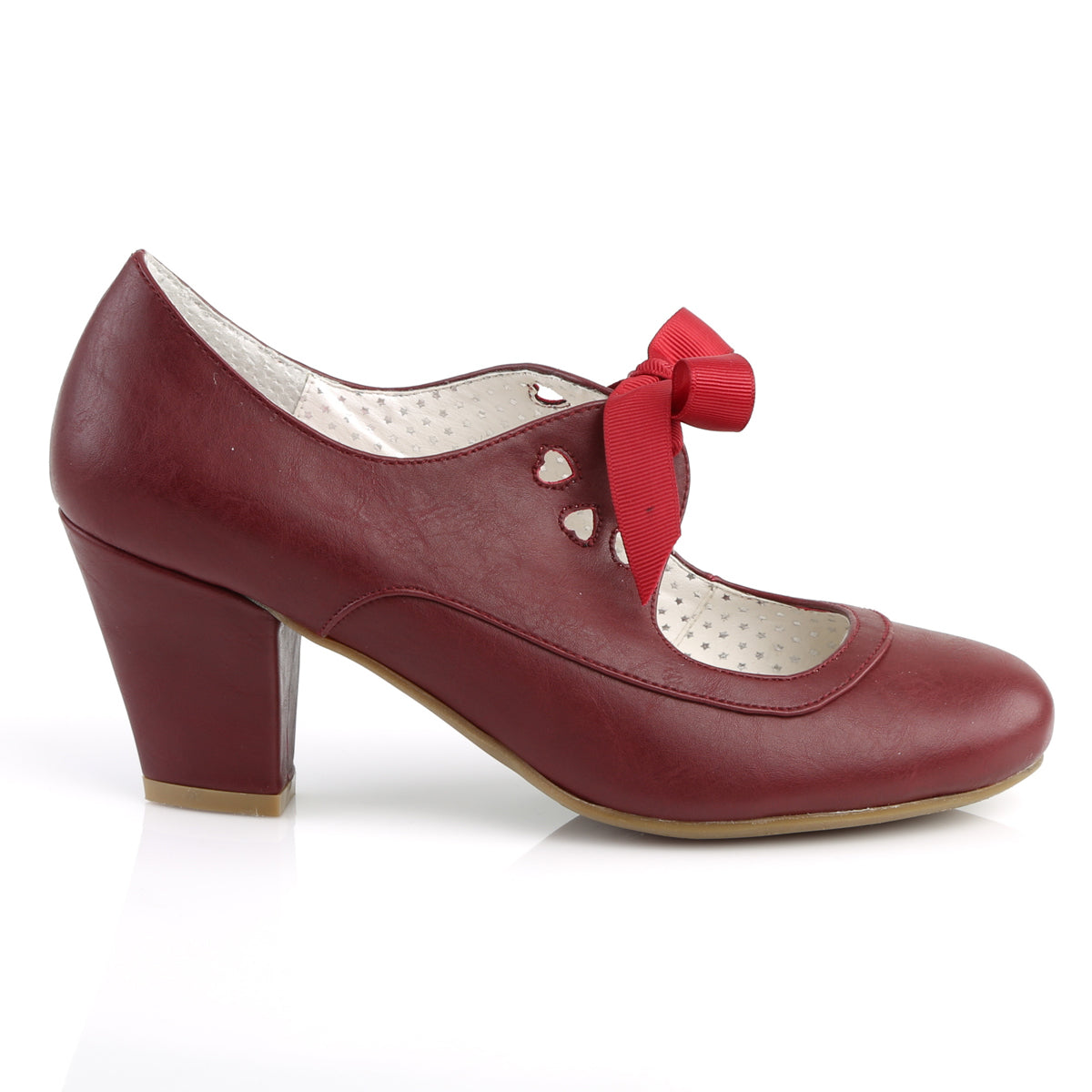 WIGGLE-32 Pin Up Couture Burgundy Faux Leather Single Soles [Retro Glamour Shoes]