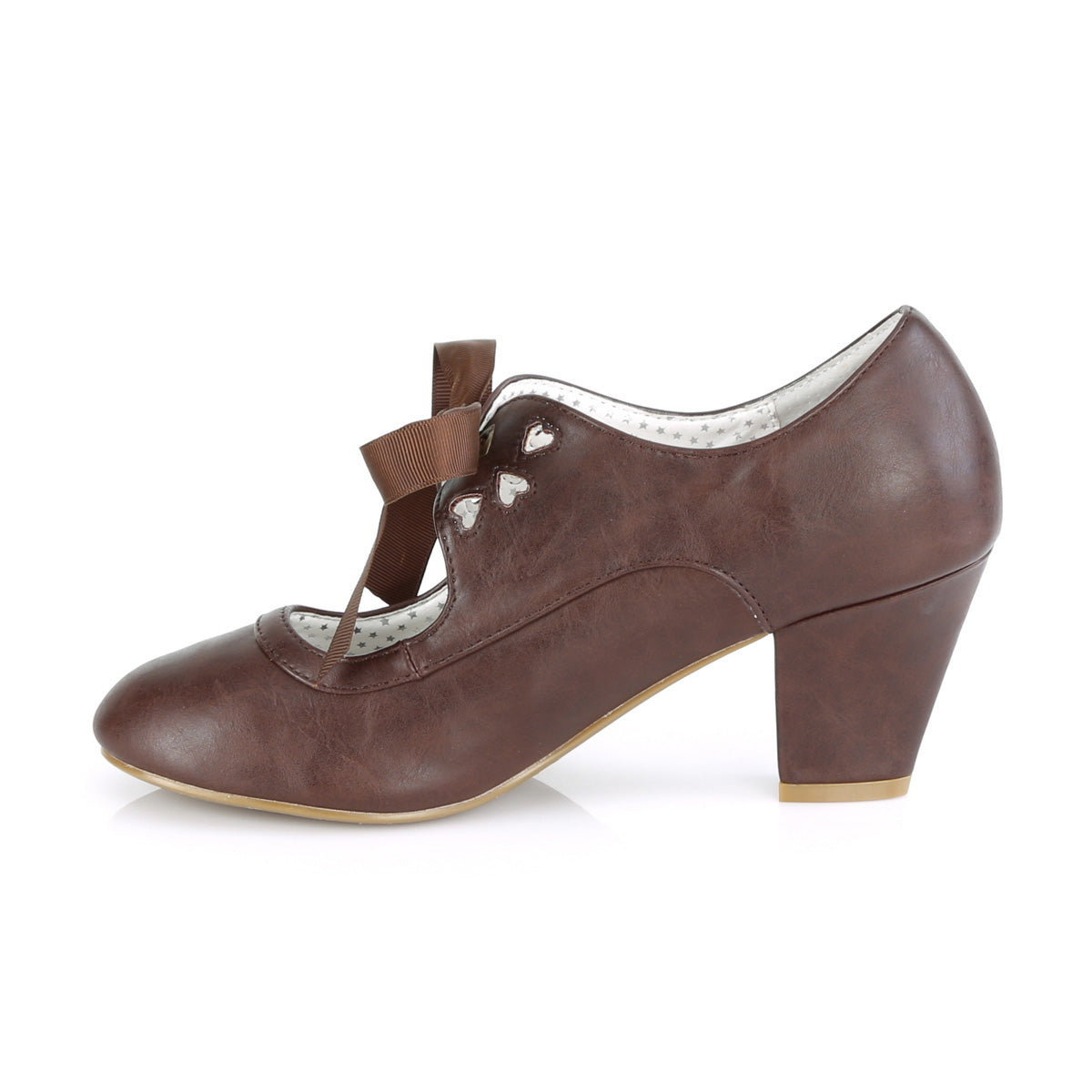 WIGGLE-32 Pin Up Couture Dark Brown Faux Leather Single Soles [Retro Glamour Shoes]