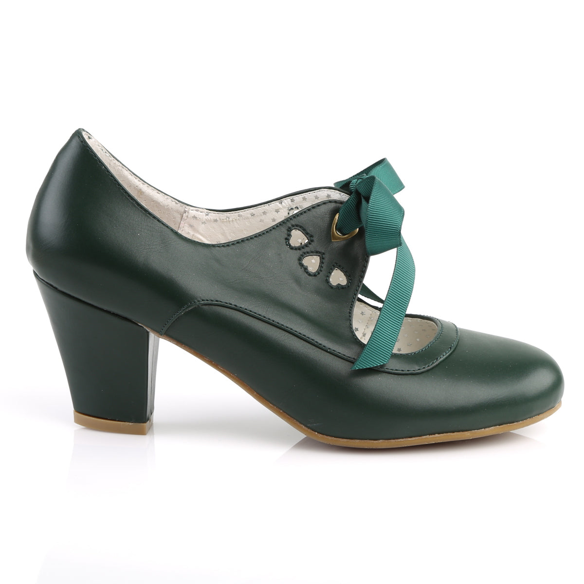 WIGGLE-32 Pin Up Couture Dark Green Faux Leather Single Soles [Sexy Shoes]