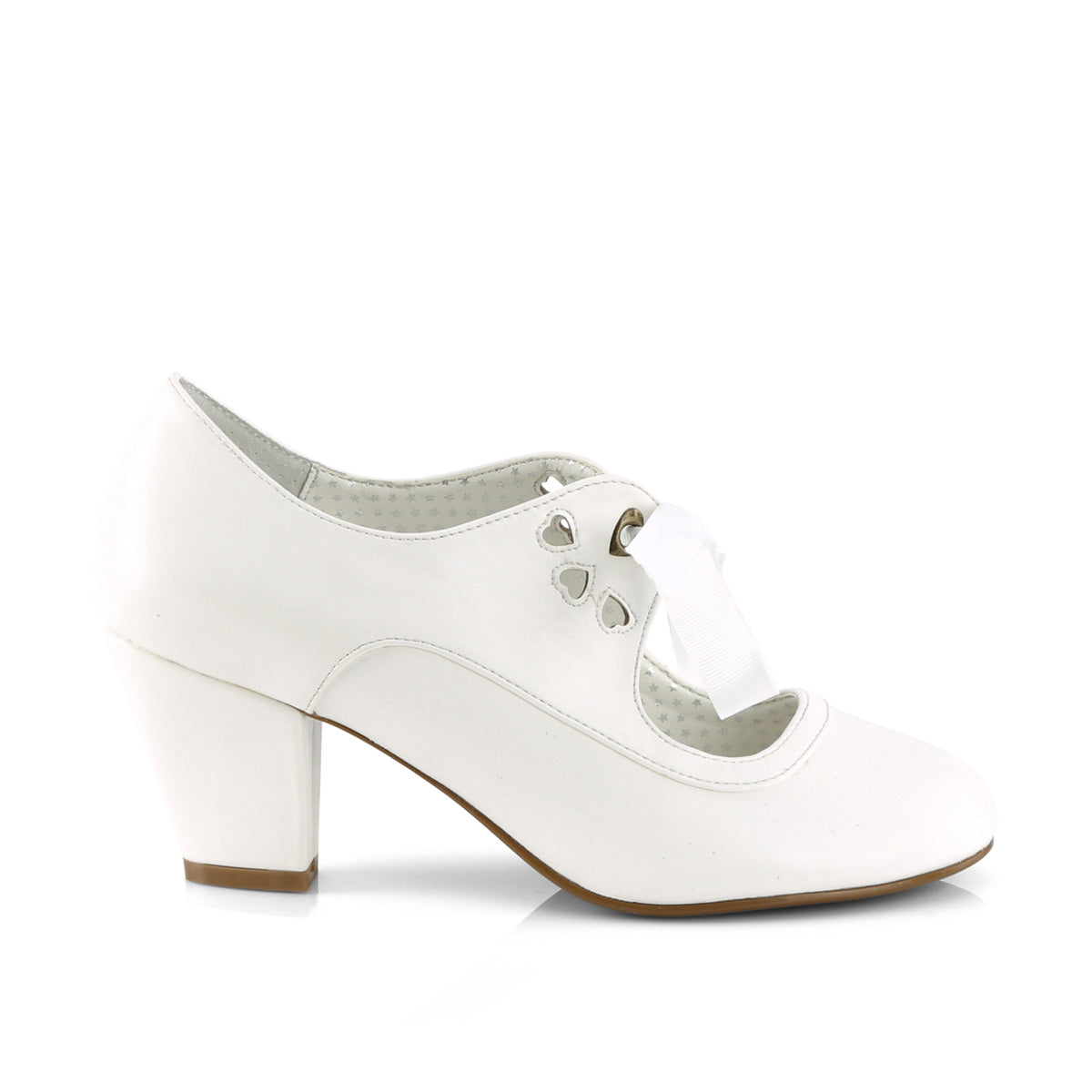 WIGGLE-32 Pin Up Couture Wiggle White Faux Leather Sexy Single Soles (Retro Heels)