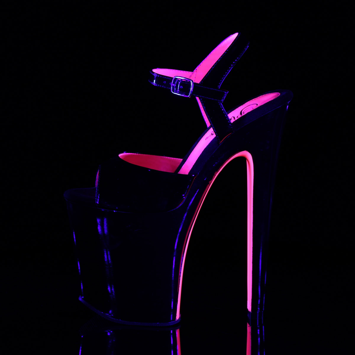 XTREME-809TT Pleaser Black Patent-Neon H Pink/Black Platform Shoes [Exotic Dancing Shoes]