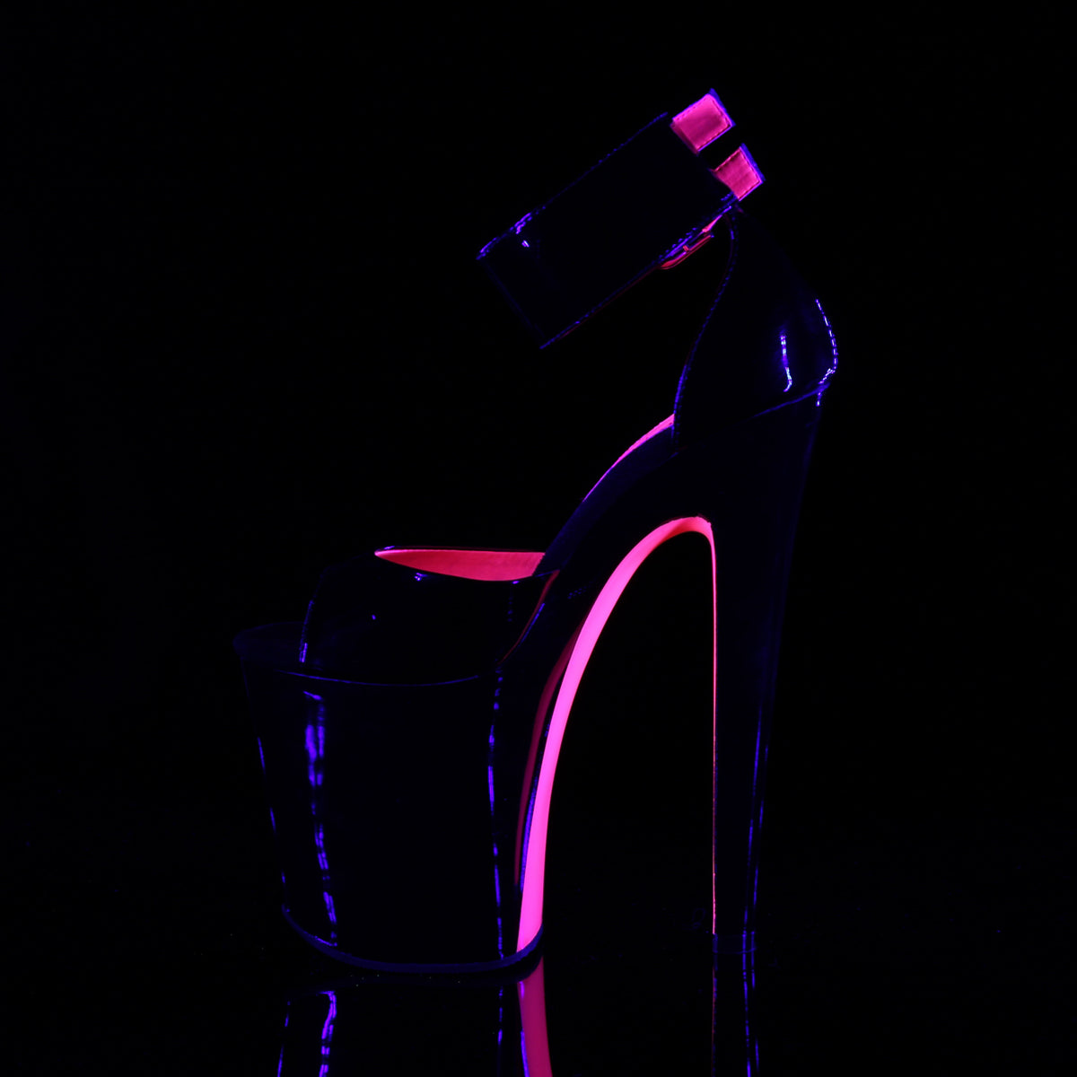 XTREME-875TT Pleaser Black Patent-Neon H Pink/Black Platform Shoes [Exotic Dancing Shoes]