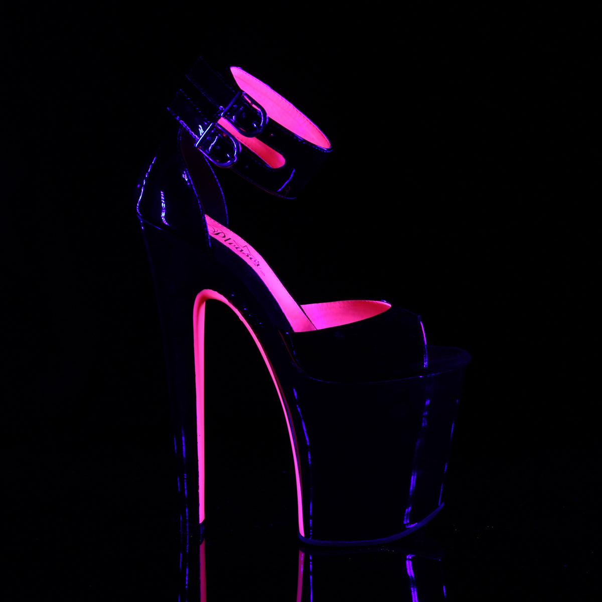 XTREME-875TT Pleaser Black Patent-Neon H Pink/Black Platform Shoes [Exotic Dancing Shoes]